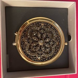 Liz Claiborne cosmetic mirror gold 3 1/2 by 3 1/2 inch brand new